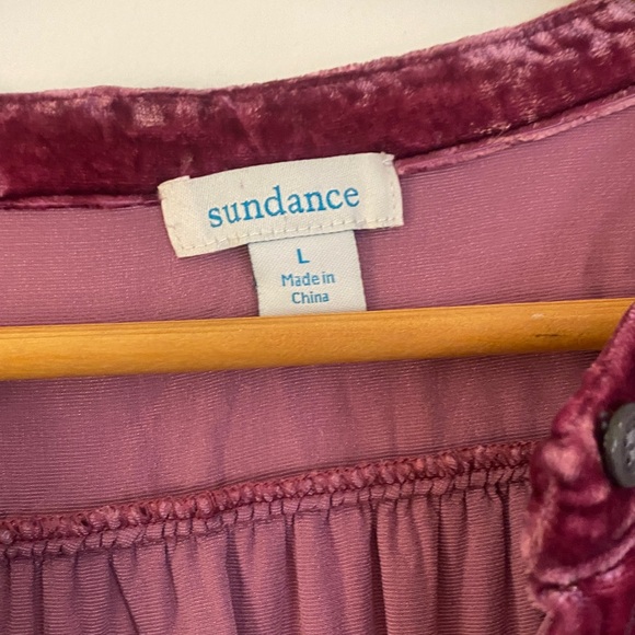 Sundance Velvet Skies Top Plum Silk Blend Cuffed Sleeve Button Up Large - Picture 3 of 4